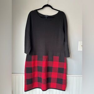 Chaps Black and Red‎ Checkered Long Sleeve Dress xl